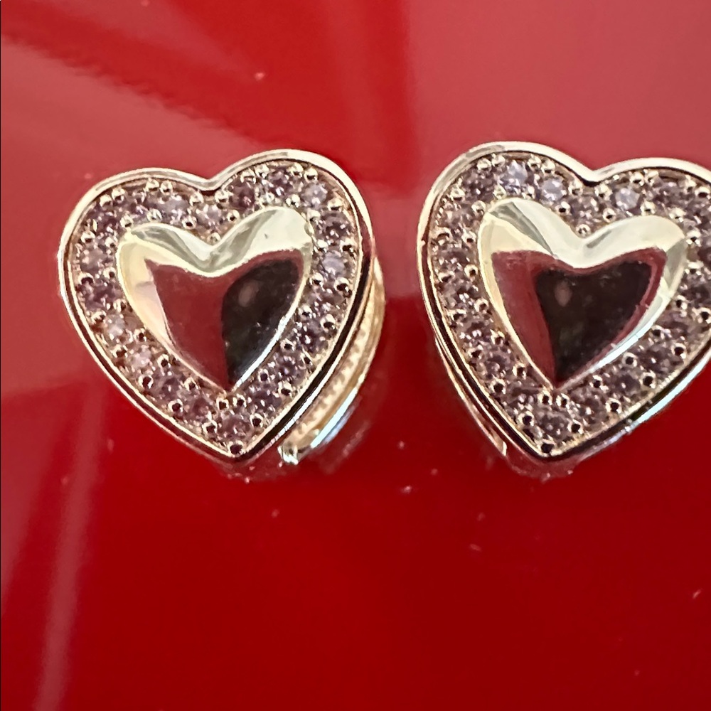 Gold like Heart double sided Stud Earrings